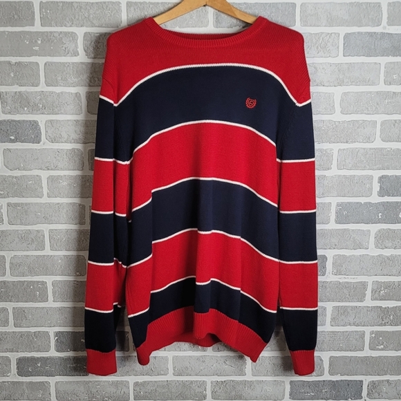 Chaps Other - Chaps by Ralph Laren Stripped Crested Logo Crew Neck Sweater Men's Size XXL